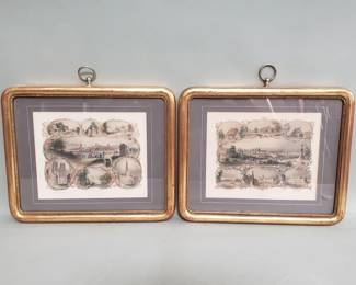 Lot 402 Pair of antique hand colored engravings