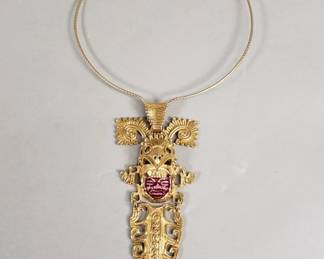 052 Lot 613 Vintage Salvador Teran for Marbel goldplated choker and pendant