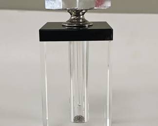 192 Lot 274 Art Decostyle acrylic perfume bottle with black geometric stopper