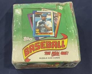 139 Lot 438h 1989 Topps factorysealed baseball packs box, Ken Griffey Jr. rookie year