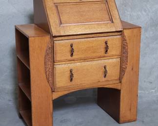 Lot 191 Vintage oak drop front secretary desk