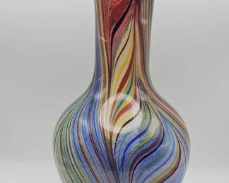 Lot 392h Handblown multicolor ribbon swirl art glass