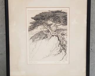 116 Lot 288 Pencilsigned Cornelis Botke Monterey Cypress etching