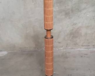 Lot 231 Vintage rattan and wood bridge arm floor lamp