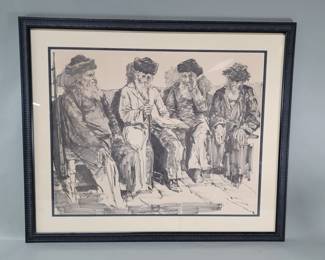 Lot 564 Signed and dated 1967 print depicting elderly