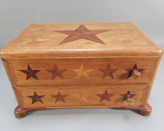Lot 589 Vintage wood inlaid jewelry box