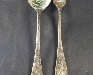 Lot 18 Pair of vintage 800 silver and enamel souvenir