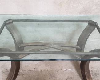 Lot 267 Vintage metal base coffee table with glass top