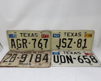 Lot 523 Group of four vintage Texas License plates
