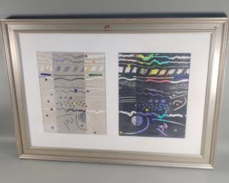 Lot 350 Framed mixed media art