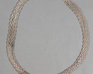 085 Lot 391 Italian sterling silver herringbone braided necklace