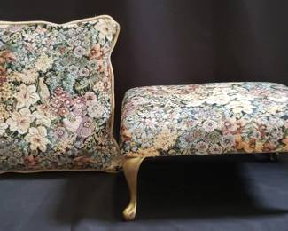 Lot 174 Vintage throw pillow and foot stool