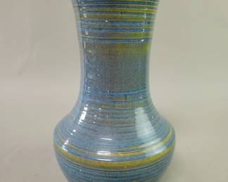 Lot 200 Mid century blue and green glazed pottery vase