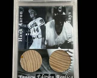 134 Lot 401h Hank Aaron and Willie Mays dual bat card
