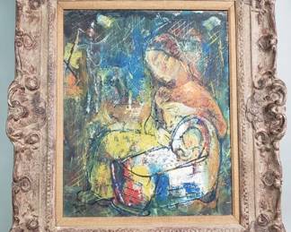Lot 112 Signed Than vintage oil on panel painting