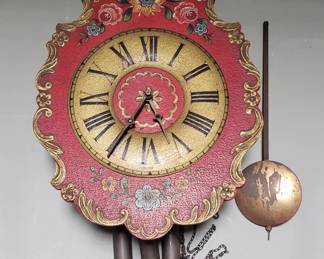 Lot 380 Vintage German hand painted wood wall clock