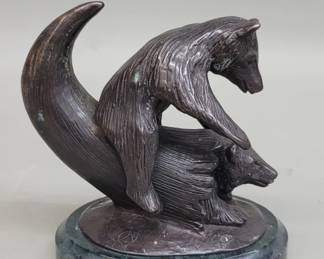 091 Lot 535 Vintage signed Robert J. Beeler bronze and marble sculpture