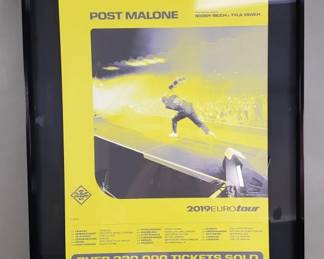 105 Lot 265 Post Malone 2019 Euro Tour commemorative plaque