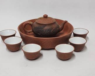 Lot 381h Vintage 8pc Chinese clay tea set