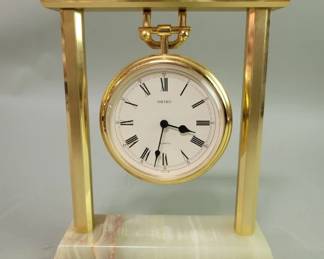 Lot 201 Vintage Seiko Japan onyx and brass quartz