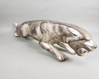072 Lot 268 Charles Valton silver plate bronze jaguar sculpture