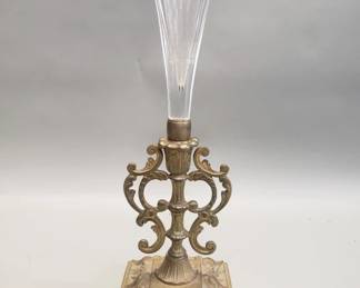 Lot 398 Vintage glass and brass vase