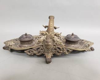 Lot 404 Victorian style brass inkwell
