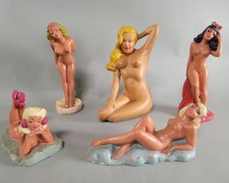 Lot 405 Group of vintage pinup chalk figures