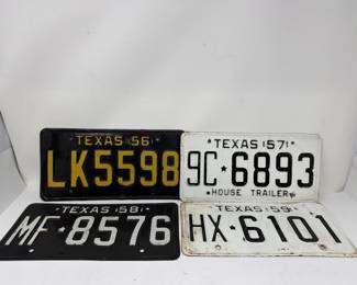 Lot 520 Group of four vintage Texas license plates