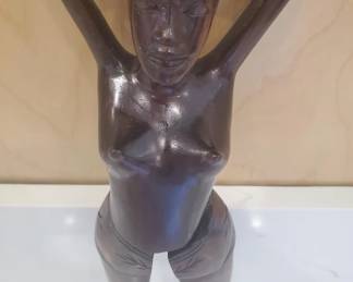 Lot 309h Vintage hand carved wooden nude woman nutcracker