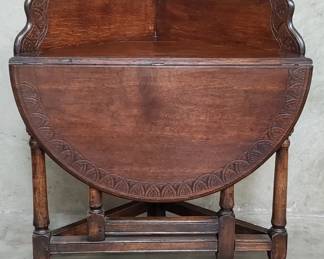 Lot 371 Antique carved walnut gate leg drop leaf corner