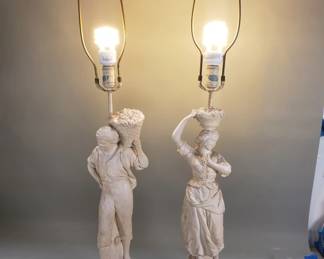 181 Lot 173 Pair of vintage Quartite composite figural table lamps