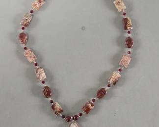 Lot 216 Sterling silver. Jasper and agate necklace