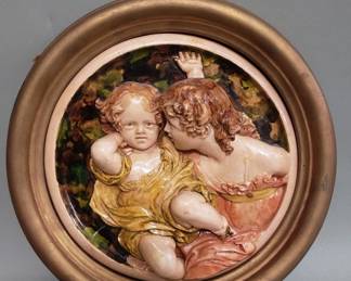 Lot 401 Vintage Calmady Children chalkware plaque