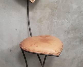 Lot 370 Vintage leather and iron heart shaped chair