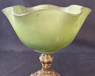 Lot 333h Vintage brass and glass candy dish