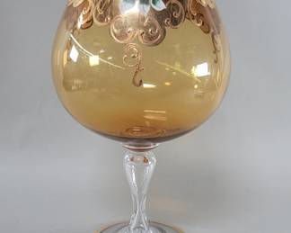 Lot 413 Vintage Bohemian amber glass brandy snifter