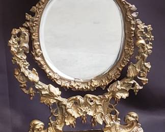 Lot 165 Vintage brass ornate vanity mirror