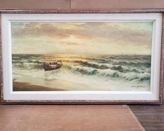 118 Lot 154 Signed David Gershuni coastal oil on panel painting