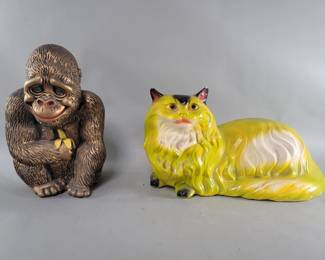 Lot 418 Pair of vintage plaster figural banks