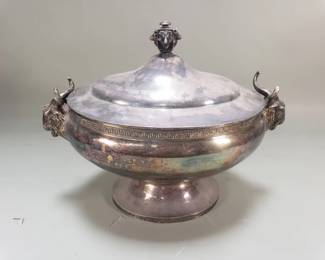 Lot 566 Barclay and Cary antique silver plate soup tureen