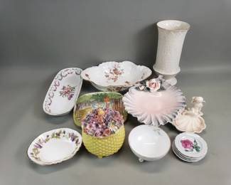 Lot 310 Group of porcelain and ceramic plates, vase,