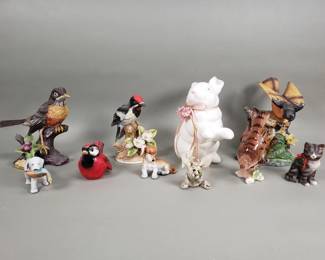 Lot 319 Group of porcelain and ceramic animal figurines