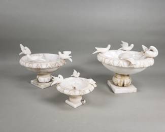 Lot 429 3 alabaster birdbath bowls