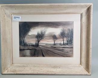 Lot 141 Vintage signed Roger Etienne charcoal drawing