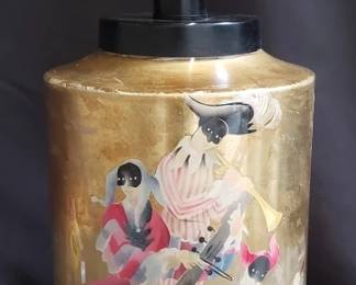 Lot 167 Midcentury modern hand painted ceramic table lamp