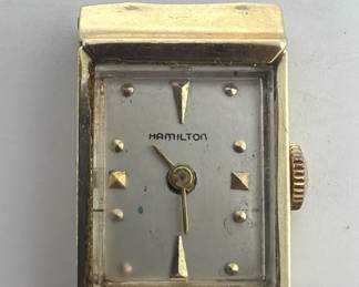 037 Lot 222 Vintage Hamilton face with 14k Benrus case womens wristwatch