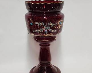 177 Lot 312h Antique bohemian ruby red mantle lustre