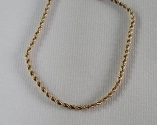 033 Lot 584 14k gold rope bracelet