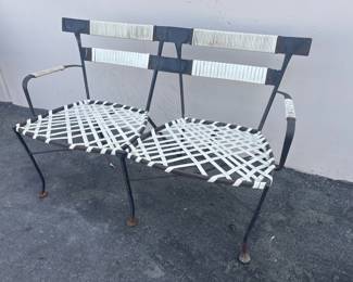 070 Lot 220 Midcentury Modern Brown Jordanstyle cast iron bench